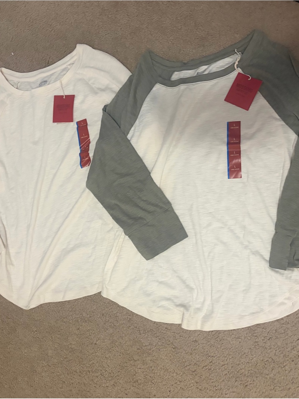 Womens Mossimo Supply Co. White Raglan Tee with long Sleeves bundle